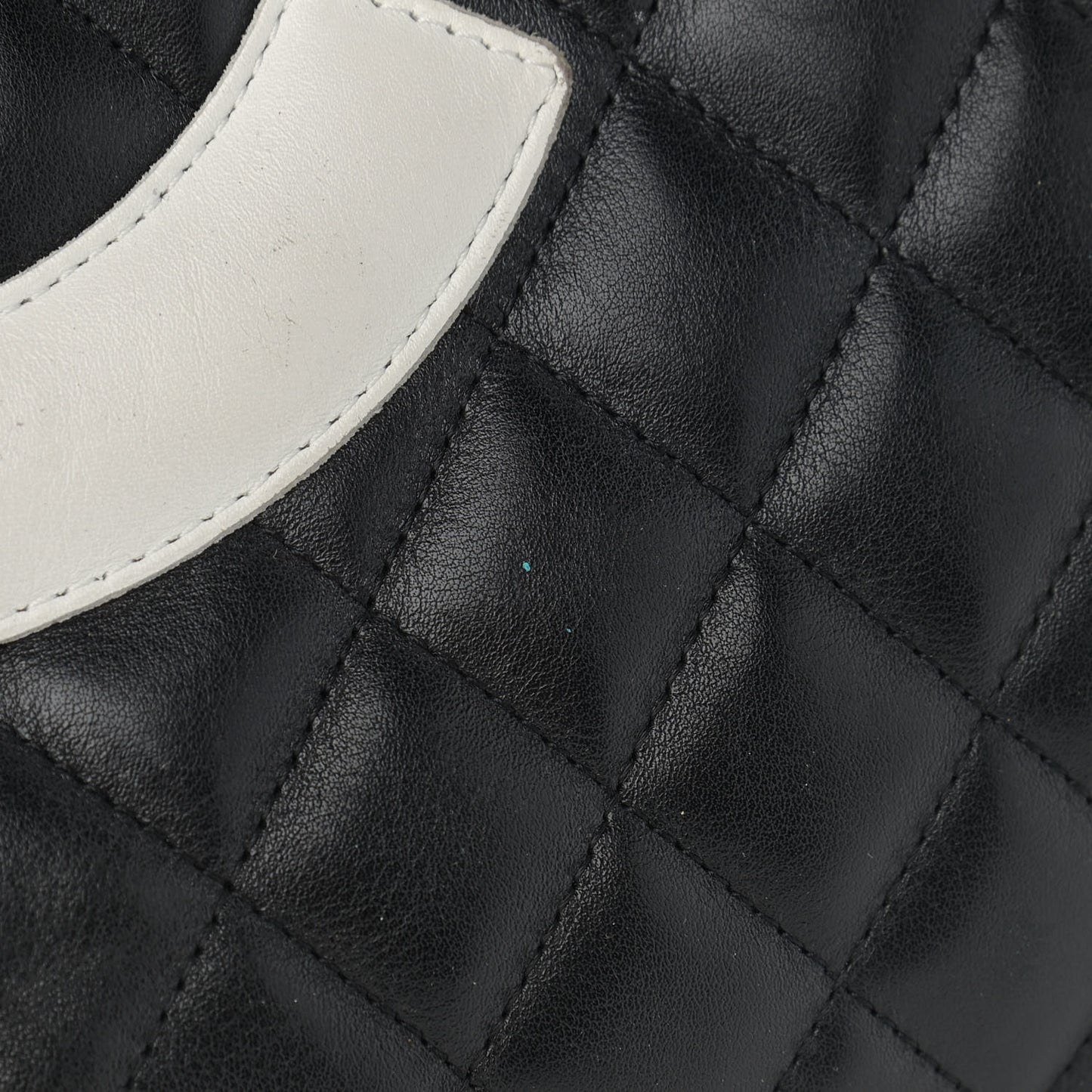 Calfskin Cambon Flat Tote Black White