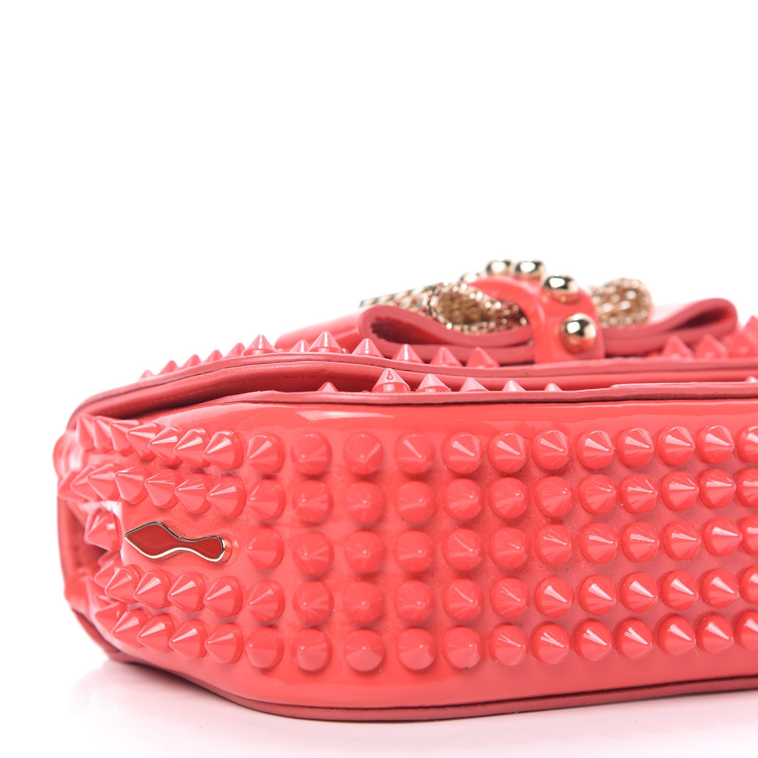 Christian Louboutin Patent Spiked Sweety Charity Crossbody Bag Framboise 6 of 9
