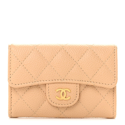 Chanel Caviar Quilted Flap Card Holder Wallet Beige 1 of 9