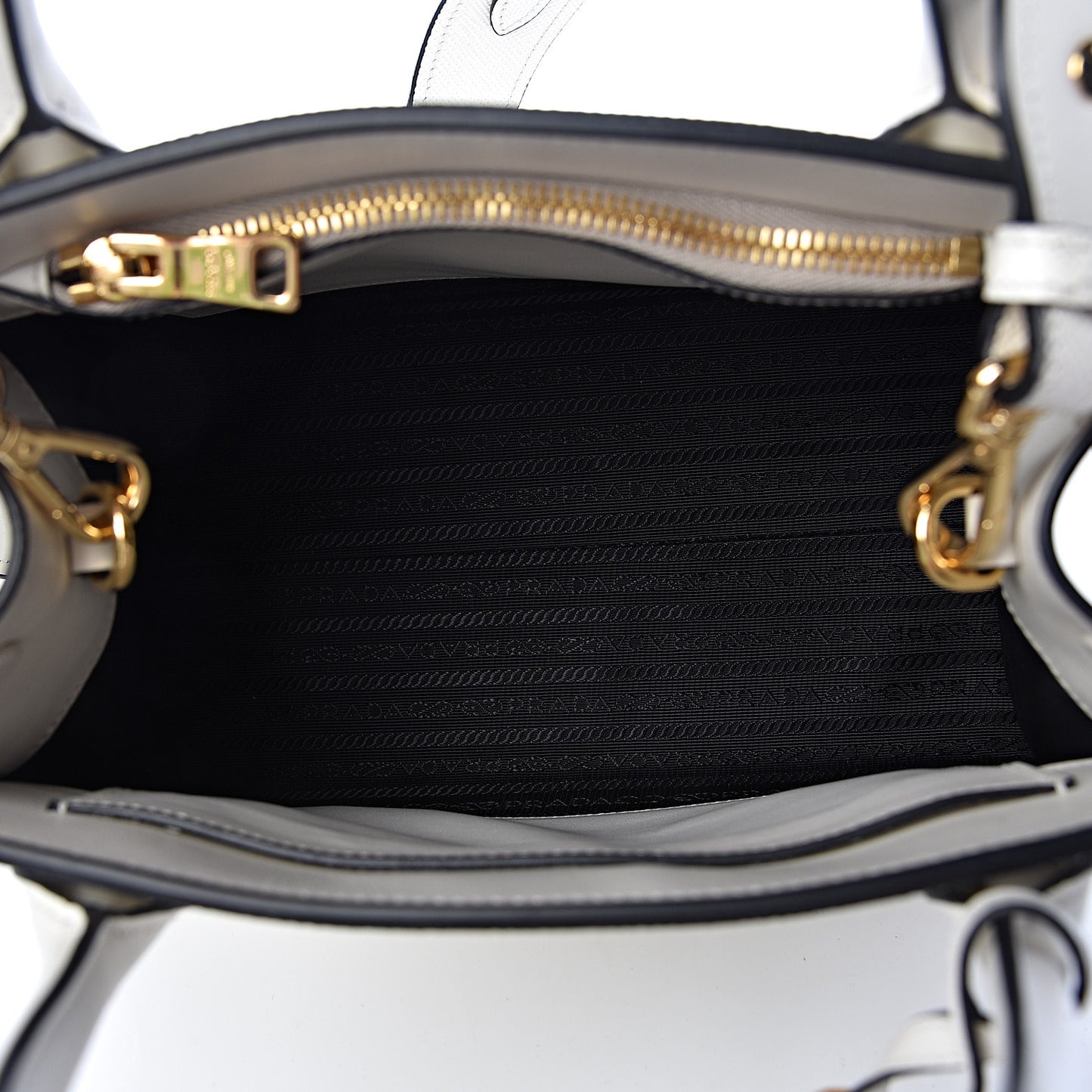Saffiano Cuir Calfskin Small Monochrome Top Handle Tote White