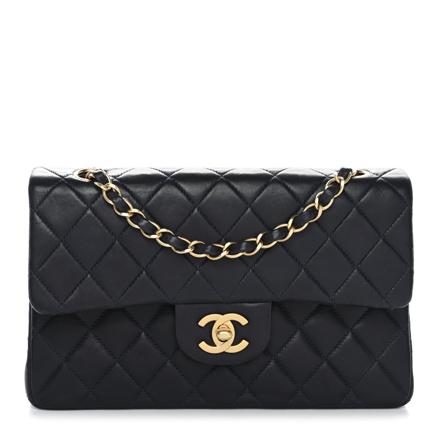Chanel Lambskin Quilted Small Double Flap Navy 1 of 14
