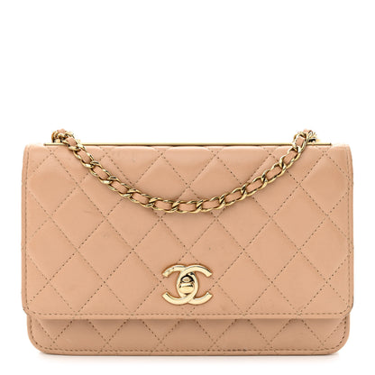 Chanel Lambskin Quilted Trendy CC Wallet On Chain WOC Beige 1 of 20