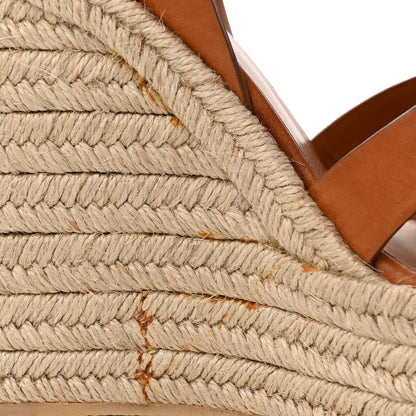 Saint Laurent Calfskin 85 Platform Espadrille Wedge Sandals 38 Brown 11 of 13