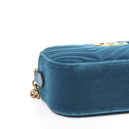 Gucci Velvet Matelasse Small GG Marmont Chain Shoulder Bag Pavone Cyan 8 of 10