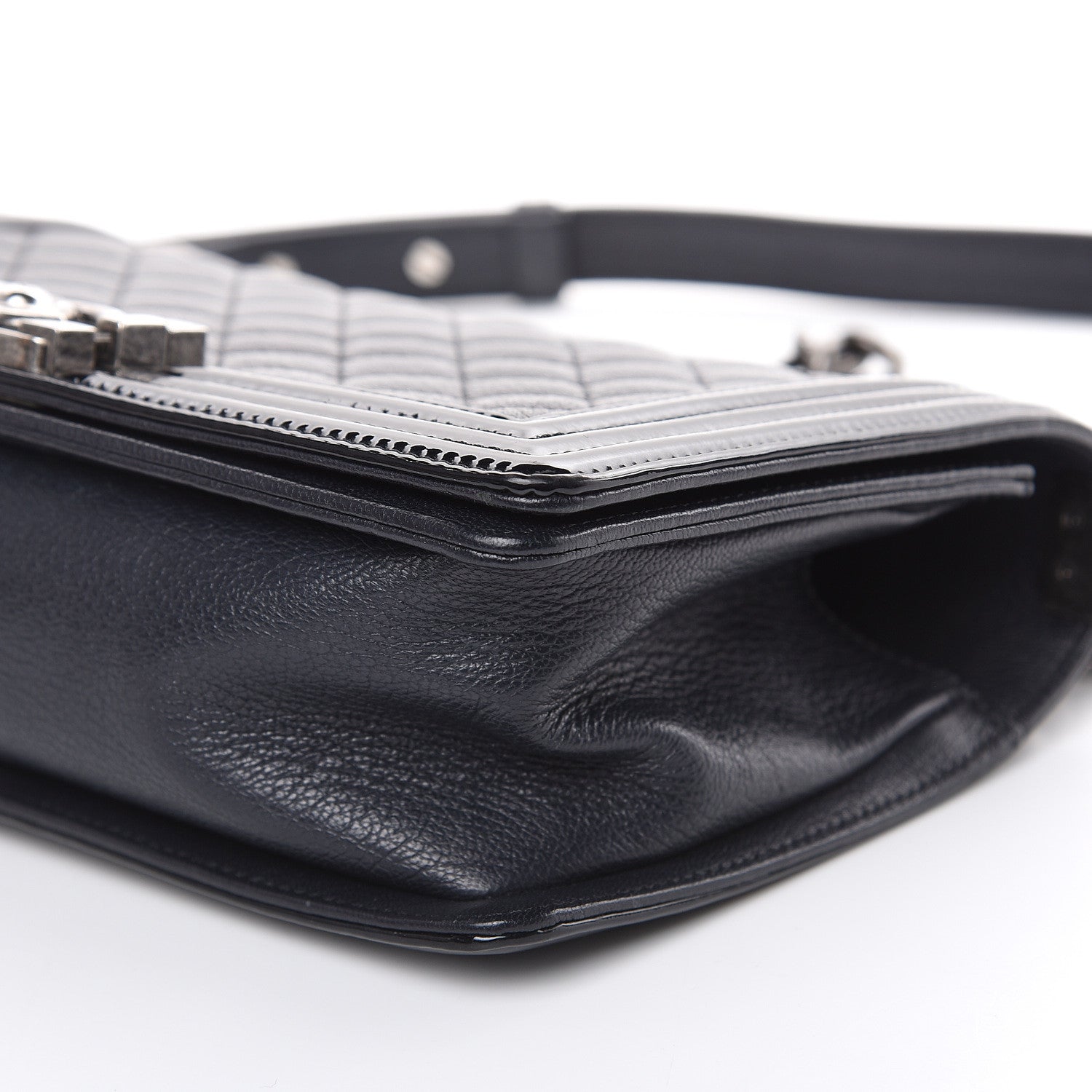 Chanel Goatskin Quilted Patent Medium Duo Boy Flap Black 9 of 13
