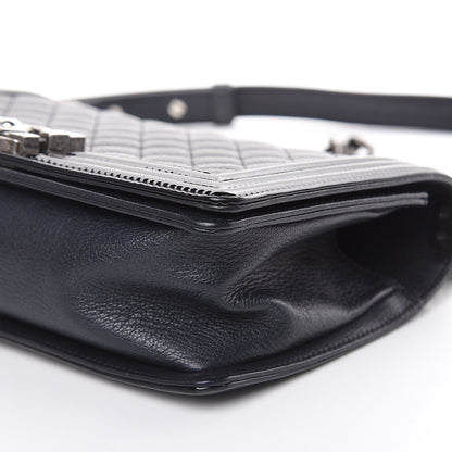 Chanel Goatskin Quilted Patent Medium Duo Boy Flap Black 9 of 13