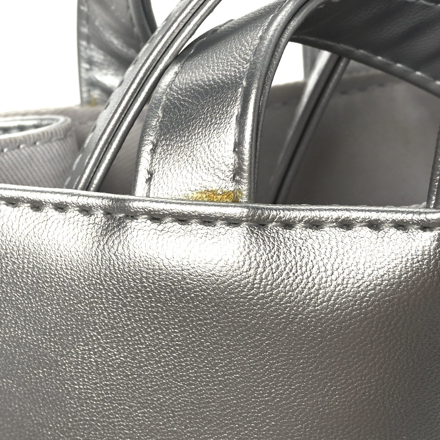 Metallic Vegan Leather Medium Shopping Bag Silver