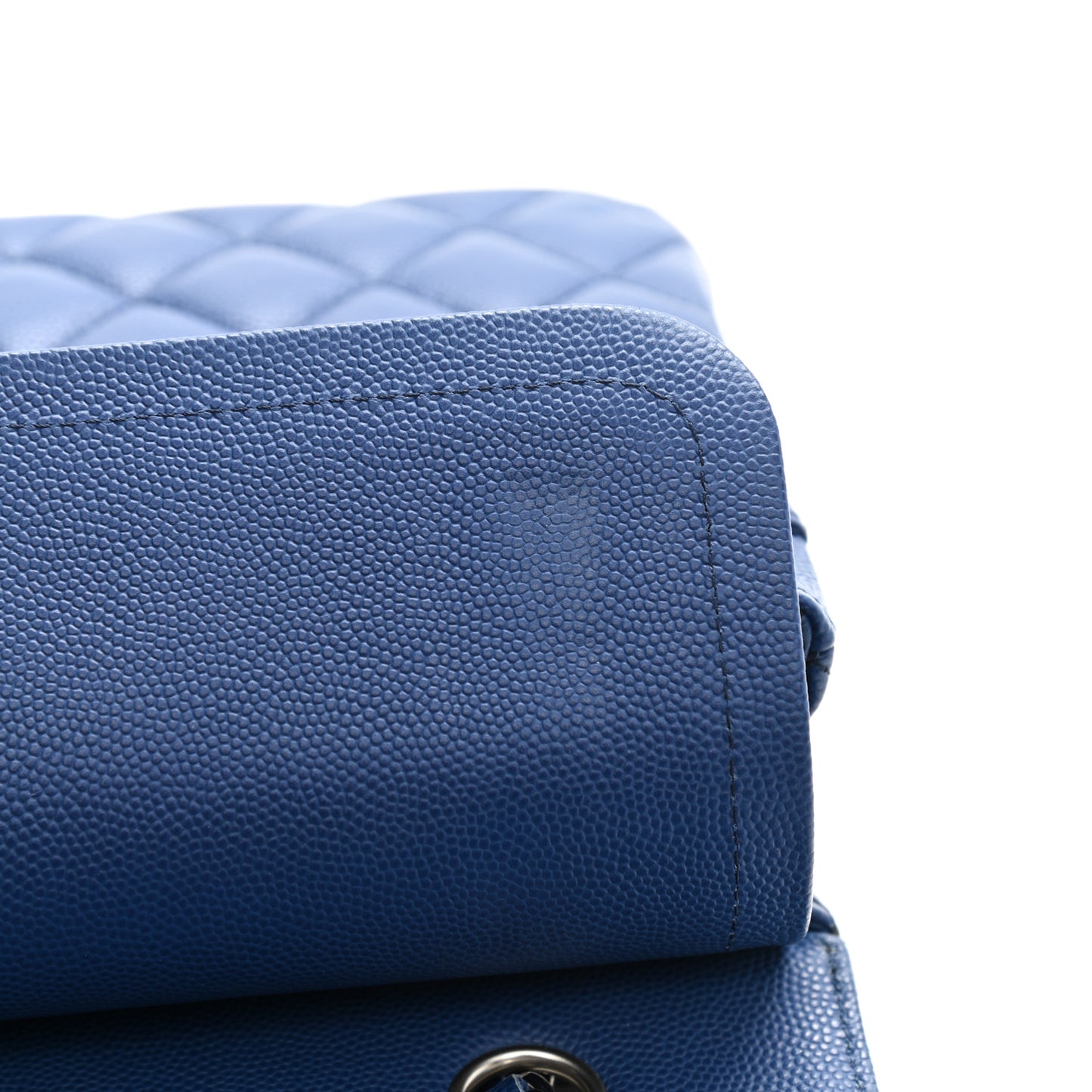 Caviar Quilted Medium Double Flap Blue