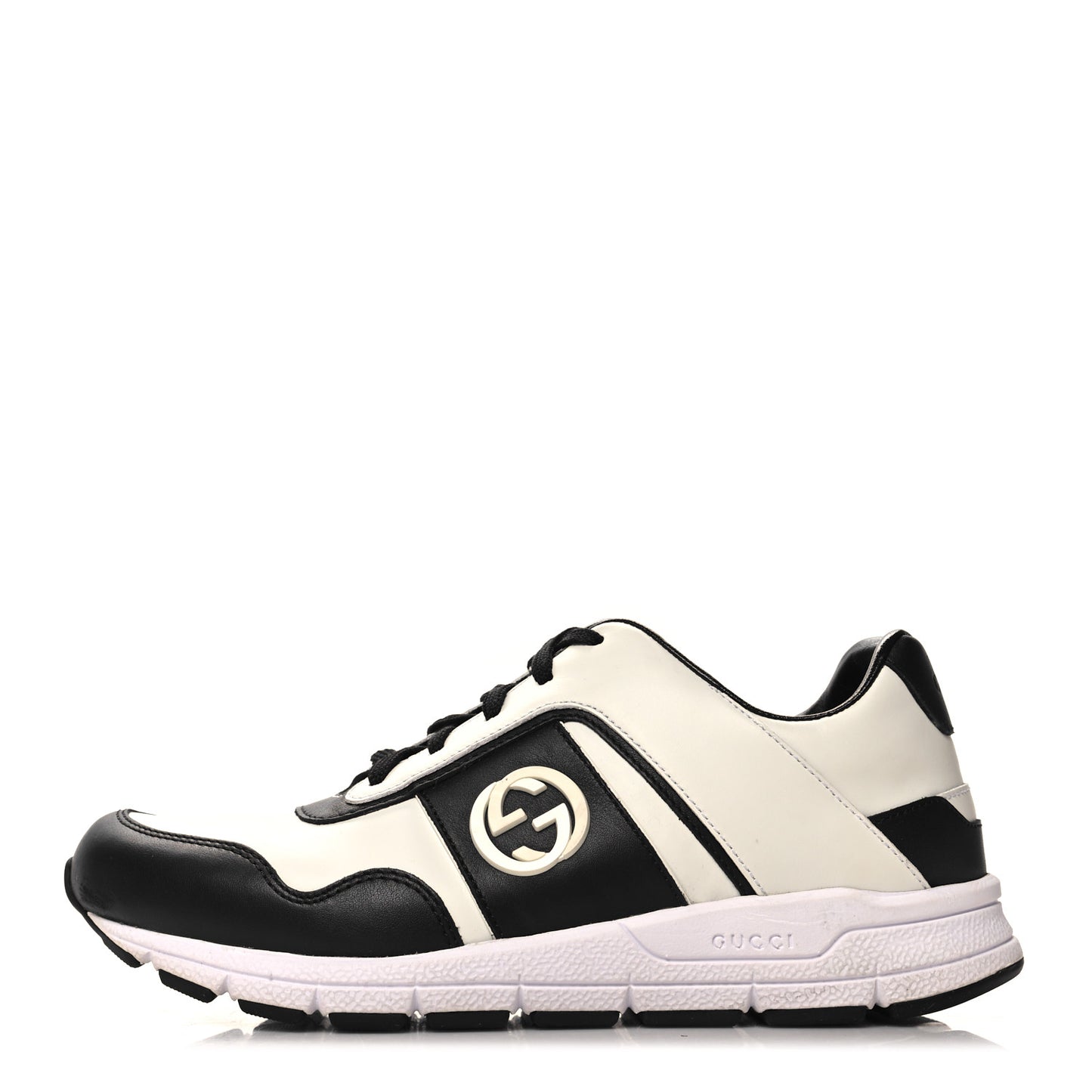 Calfskin Womens Interlocking G Sneakers 35.5 Black White