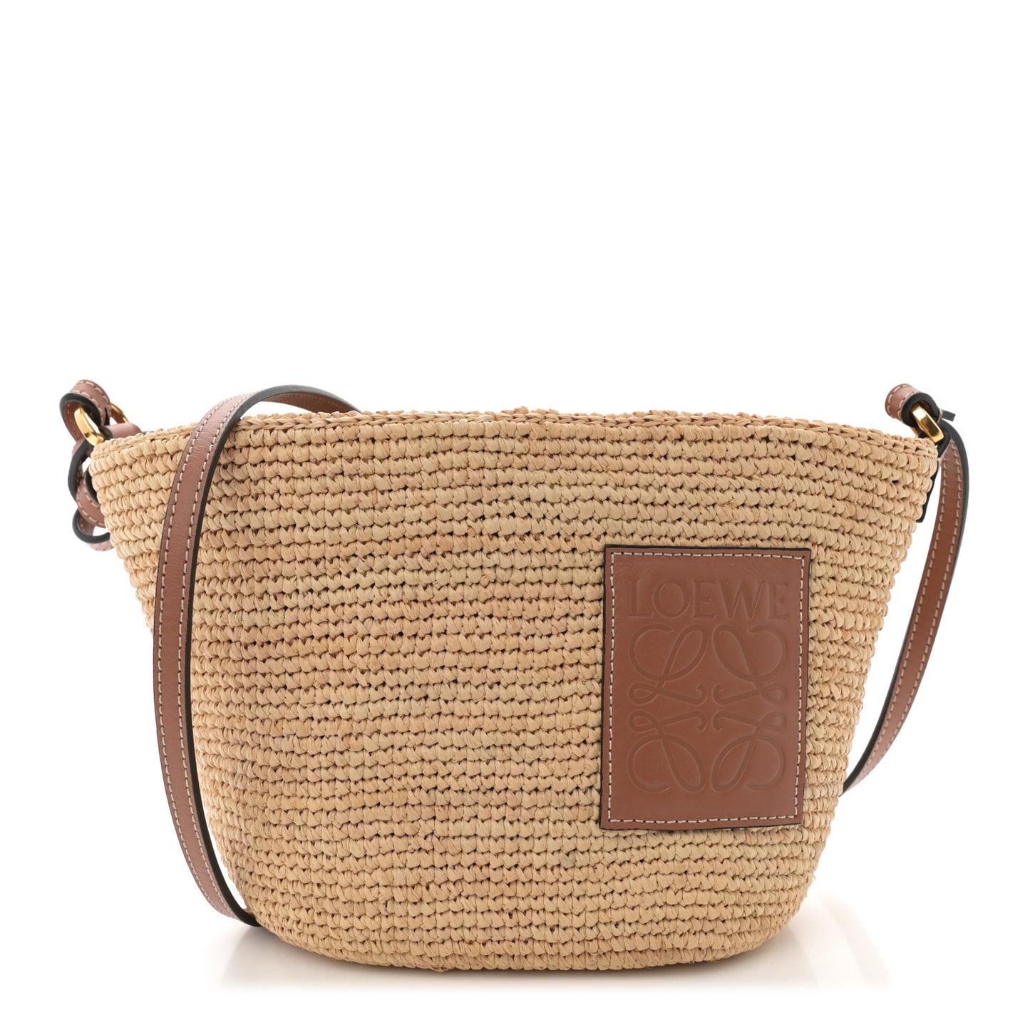 Calfskin Raffia Anagram Paulas Ibiza Pochette Bag Natural Tan