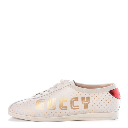 Gucci X SEGA Calfskin GUCCY Stars Womens Falacer Sneakers 37.5 White 1 of 10