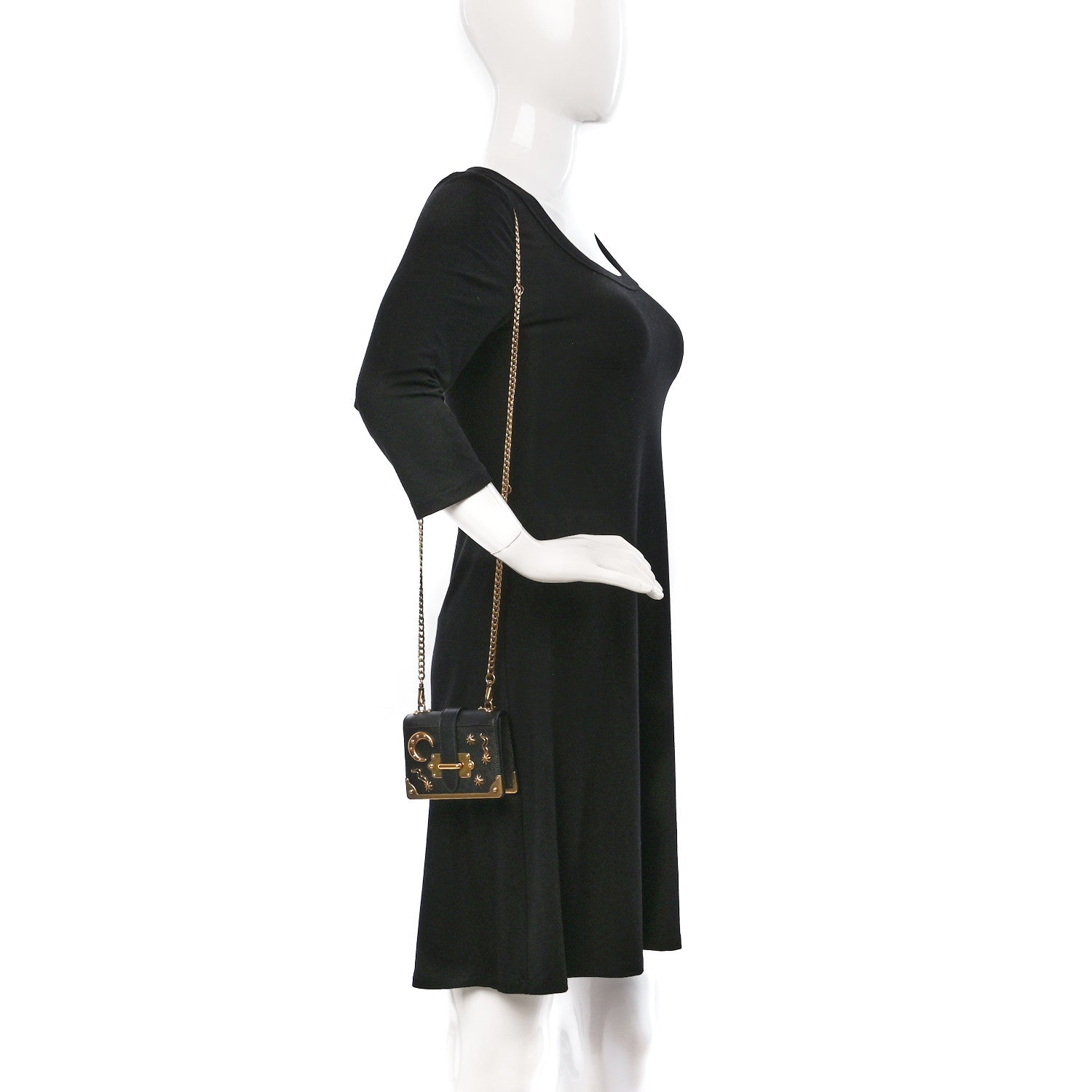 Prada Saffiano Astrology Mini Cahier Bag Black 2 of 8