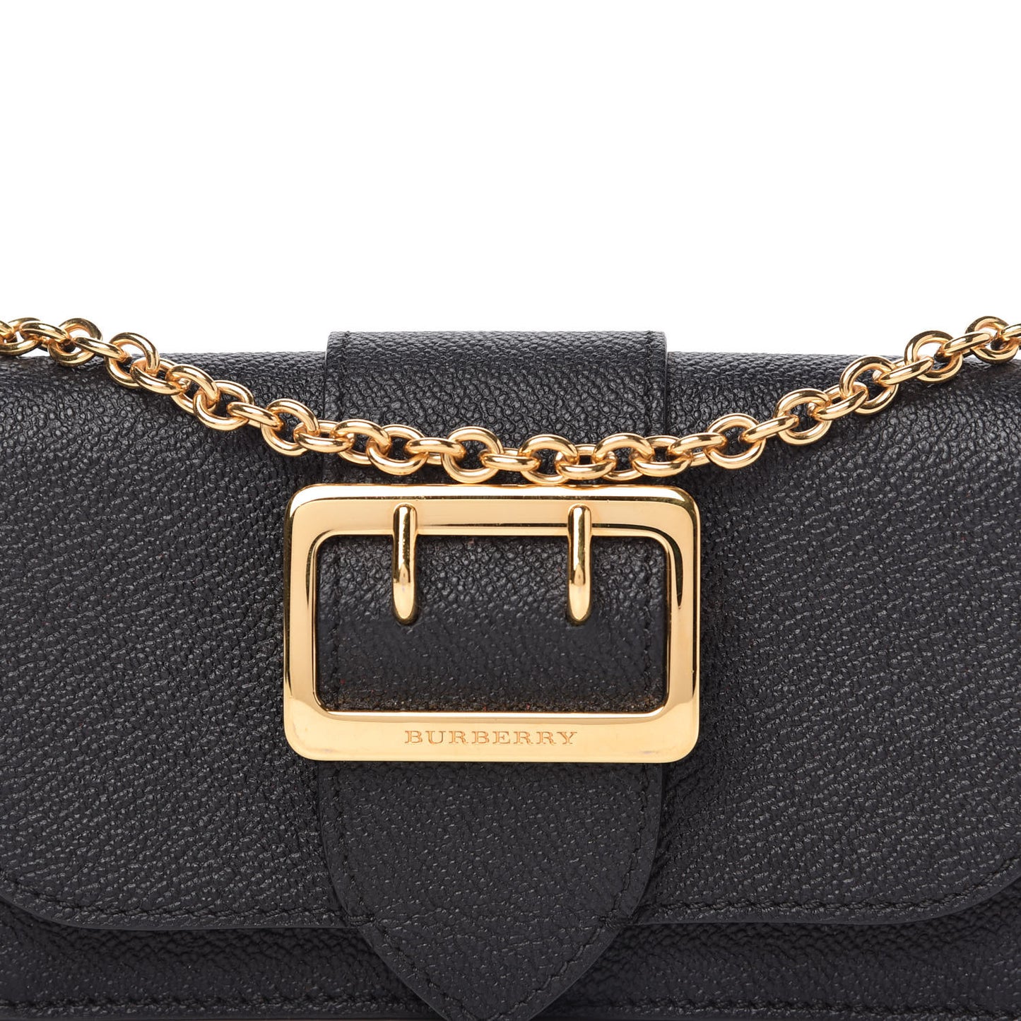 Grainy Calfskin House Check Small Buckle Bag Black