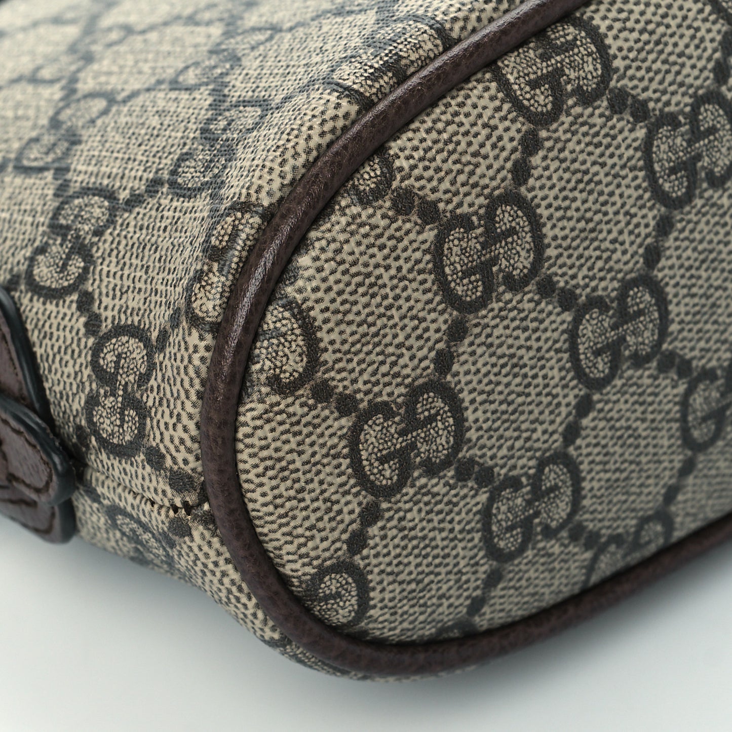 GG Supreme Monogram Textured Calfskin Web Large Ophidia Cosmetic Case Beige Ebony New Acero