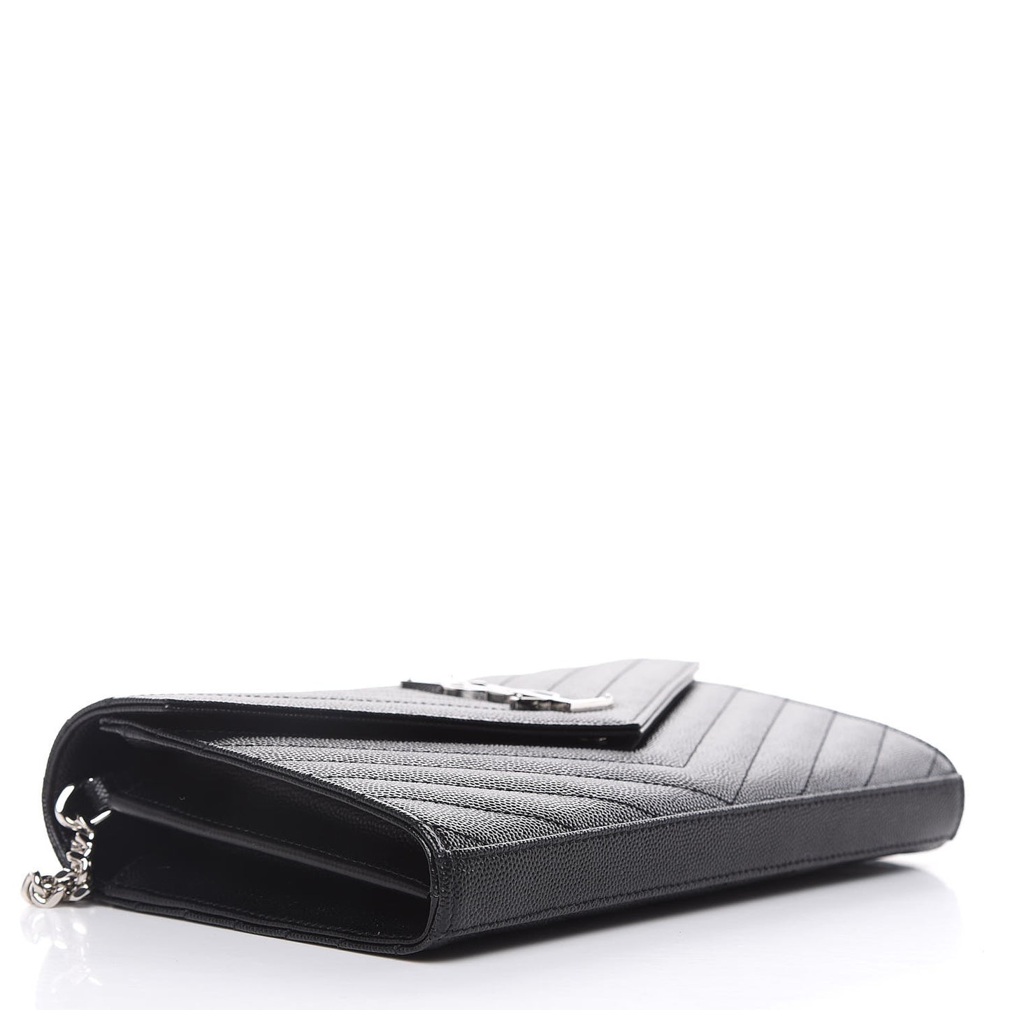 Grain De Poudre Matelasse Chevron Monogram Chain Wallet Black