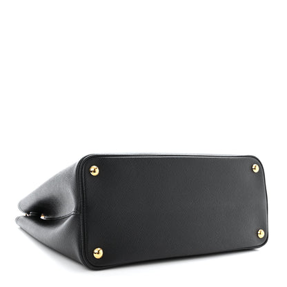 Prada Saffiano Cuir Small Double Bag Black Fuoco 4 of 14