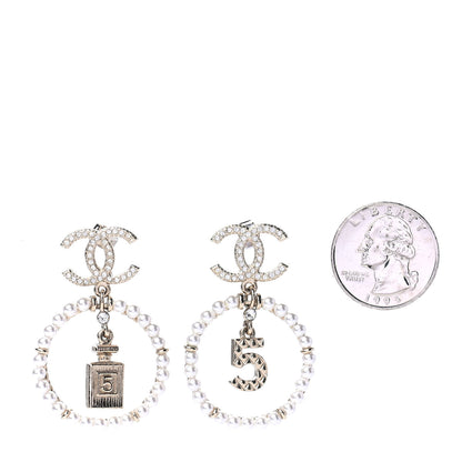 Chanel Crystal Pearl Chanel Charms CC Drop Earrings Gold 2 of 4