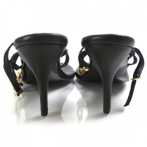 Gold Crystal Chain Sandals 36.5 Black
