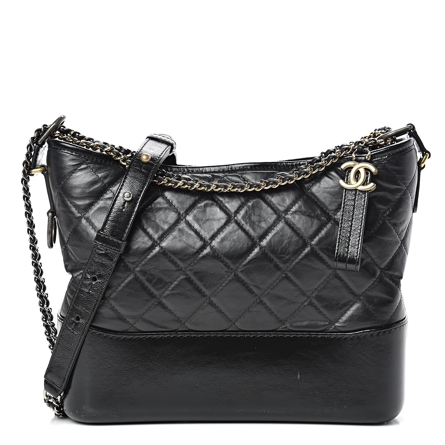 Chanel Aged Calfskin Quilted Medium Gabrielle Hobo Black 1 of 16