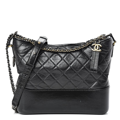 Chanel Aged Calfskin Quilted Medium Gabrielle Hobo Black 1 of 16
