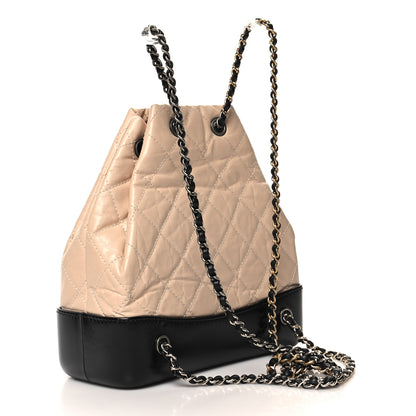 Chanel Aged Calfskin Quilted Small Gabrielle Backpack Beige Black 2 of 11