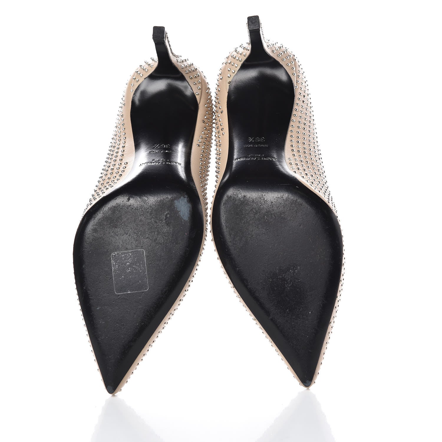 Saint Laurent Calfskin Micro Stud Paris 105 Pumps 36.5 Beige 5 of 10