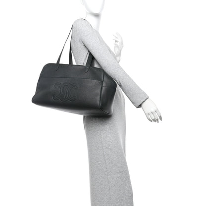 Celine Grained Calfskin Duffle Bag Night Green 2 of 11
