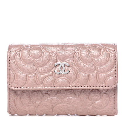 Chanel Goatskin Camellia Embossed Card Holder Wallet Light Pink 1 of 9