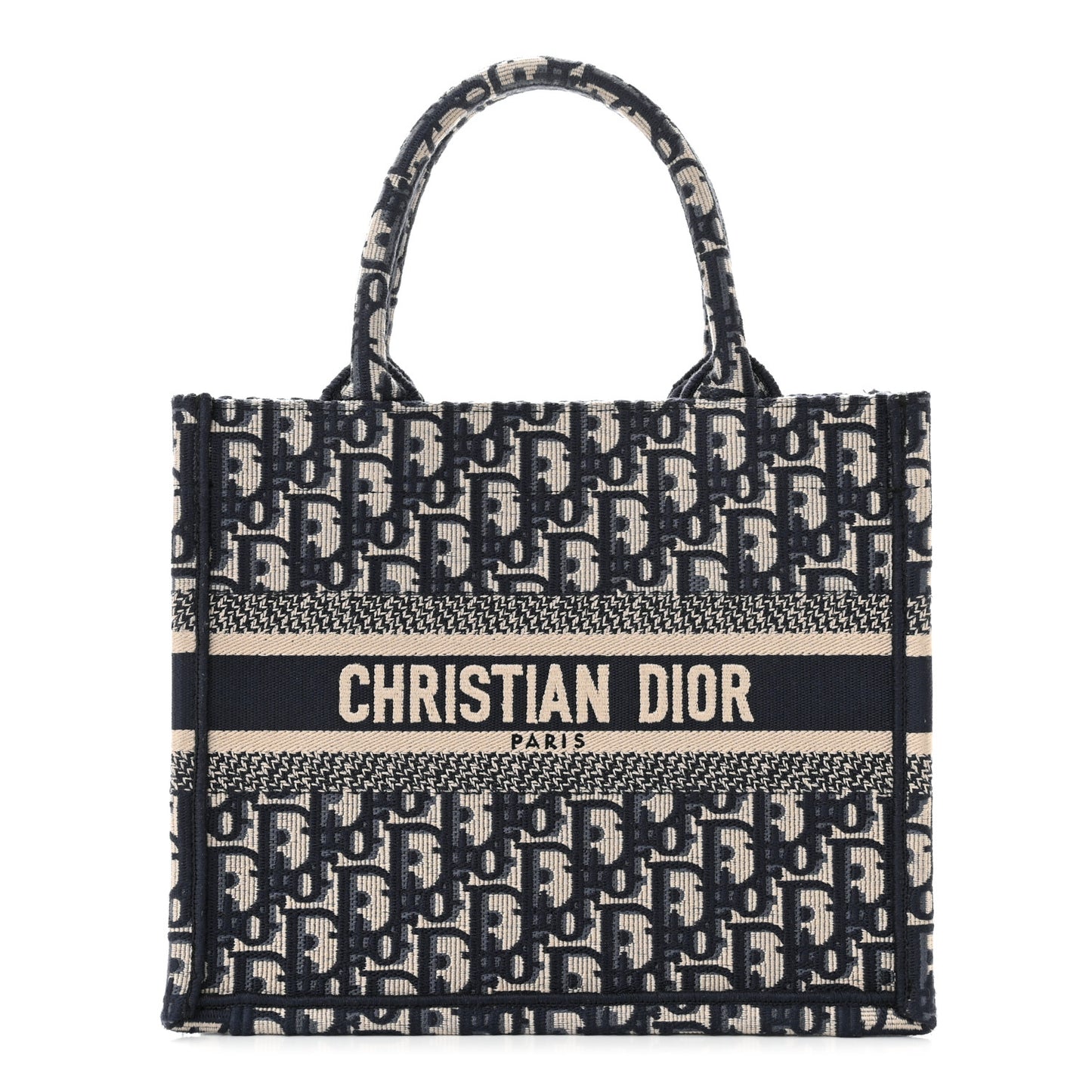 CHRISTIAN DIOR Oblique Small Book Tote Blue Multicolor
