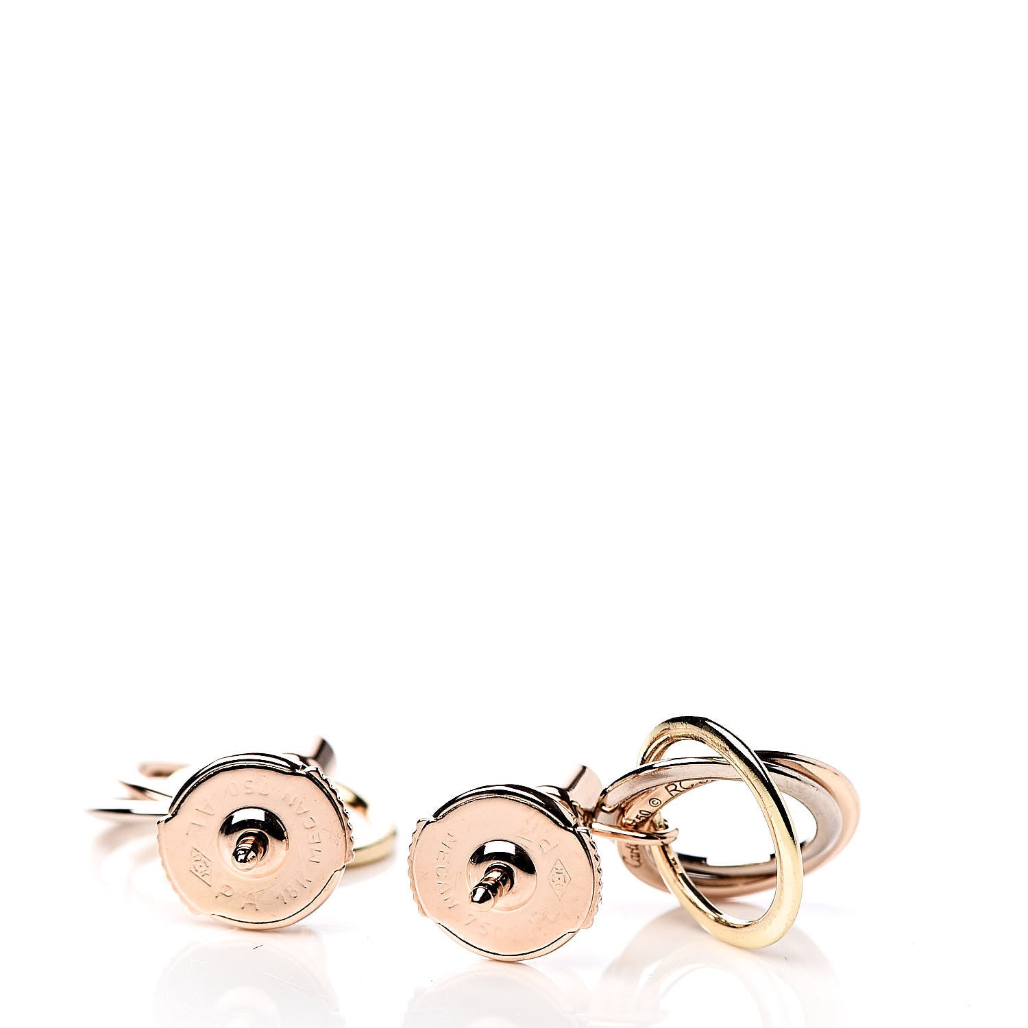 Cartier 18K Pink Yellow White Gold Diamond Trinity Drop Earrings 3 of 5