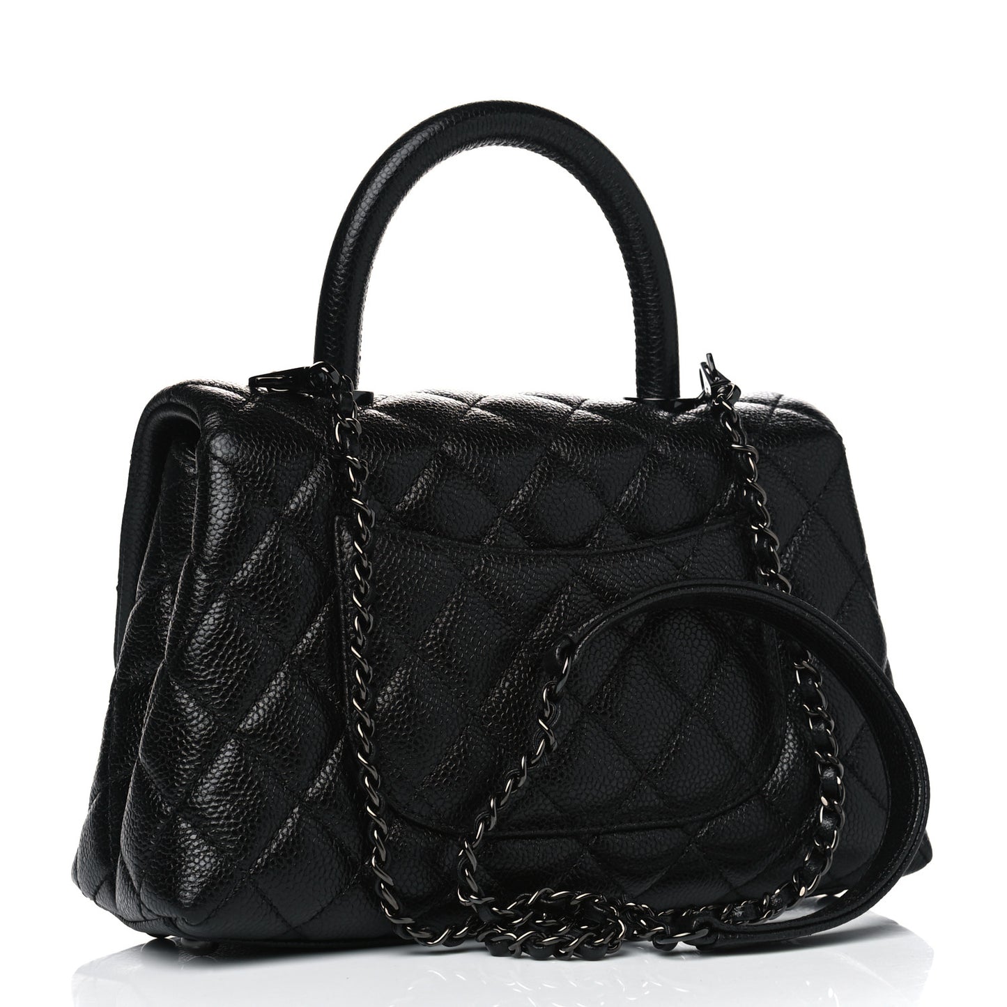 Caviar Quilted Mini Coco Handle Flap So Black