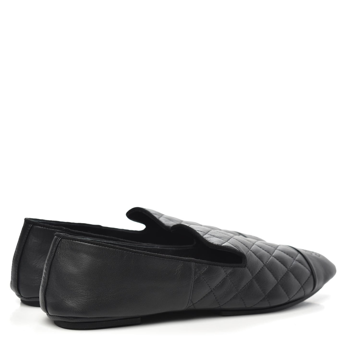 Lambskin Quilted Cap Toe Slipper With Pouch 41 Black