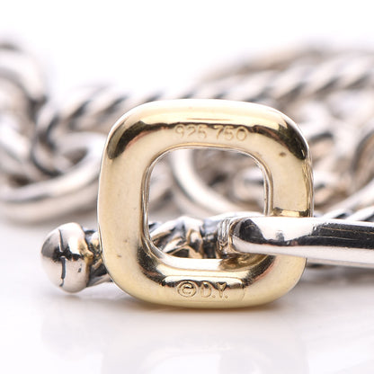 David Yurman Sterling Silver 18K Yellow Gold Link Figaro Link Toggle Necklace 15.5 5 of 6