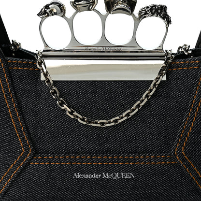 Alexander McQueen Denim Mini The Jeweled Hobo Blue 7 of 10