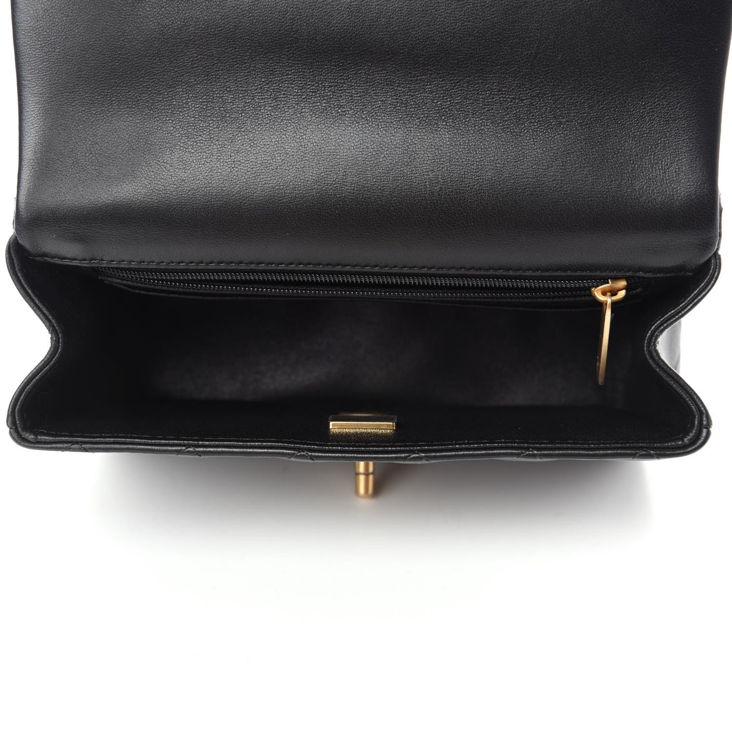 Lambskin Quilted Mini Top Handle Rectangular Flap Black