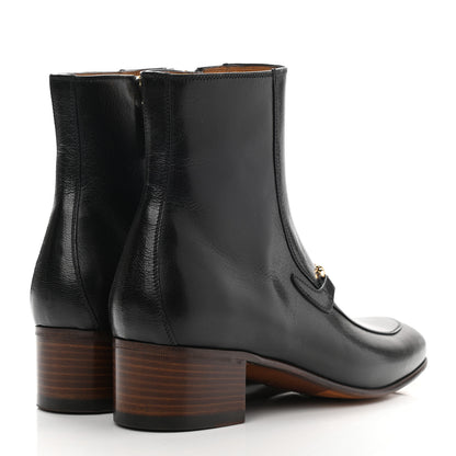 Gucci Goatskin Interlocking G Chain Ankle Boots 37 Black 4 of 9