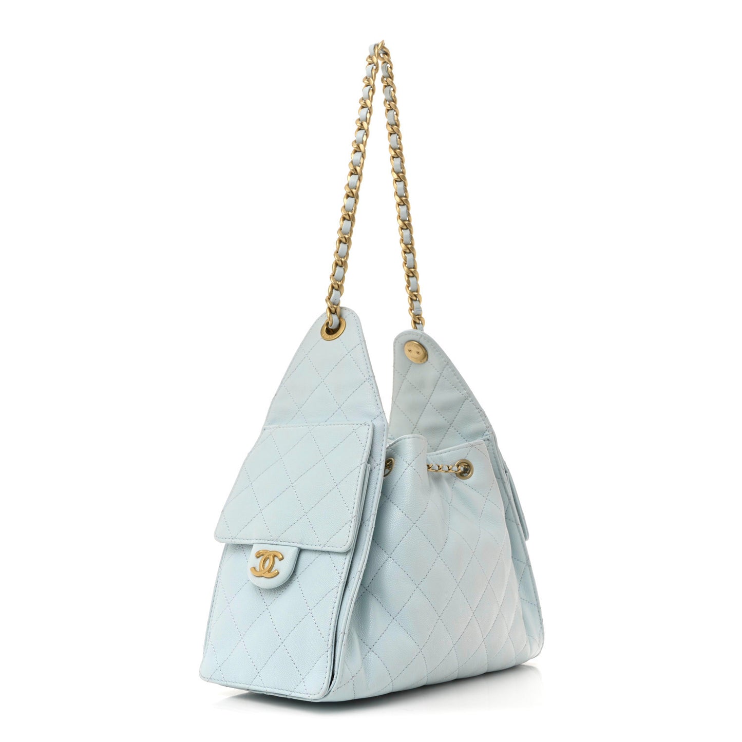Caviar Quilted Small Chanel 25 Handbag Light Blue