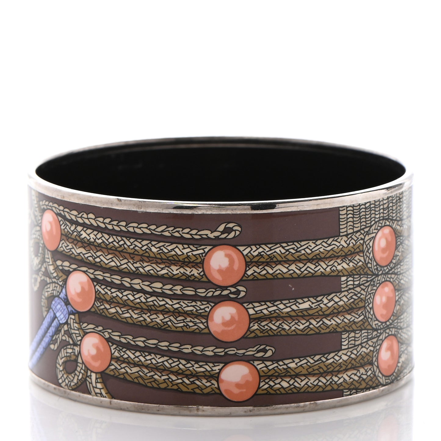 Enamel Printed Brandebourgs Extra Wide Bracelet 65 Passe Brown