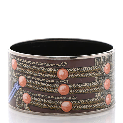 Hermes Enamel Printed Brandebourgs Extra Wide Bracelet 65 Passe Brown 3 of 6