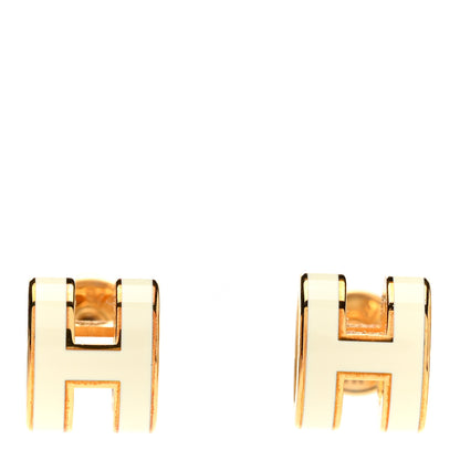 Hermes Gold Lacquered Mini Pop H Earrings White 1 of 6