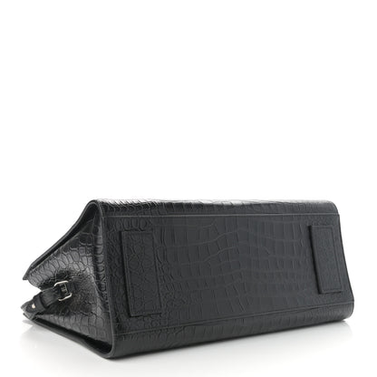 Saint Laurent Calfskin Crocodile Embossed Large Jane Tote Bag Black 4 of 10