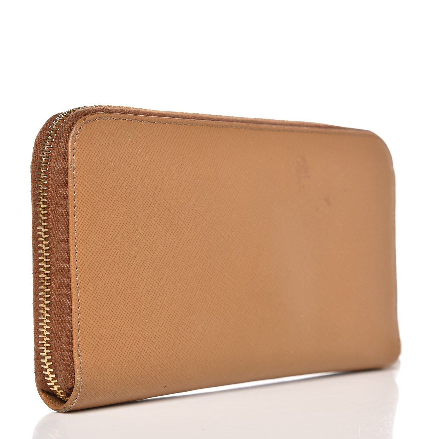 Prada Saffiano Zip Around Wallet Caramel 3 of 9