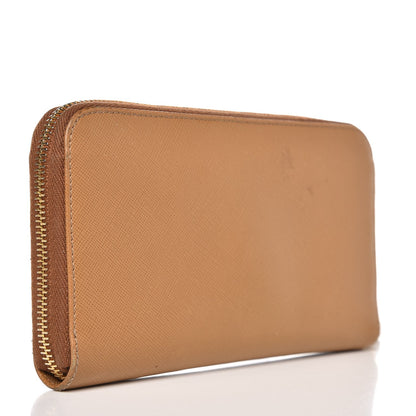Prada Saffiano Zip Around Wallet Caramel 3 of 9