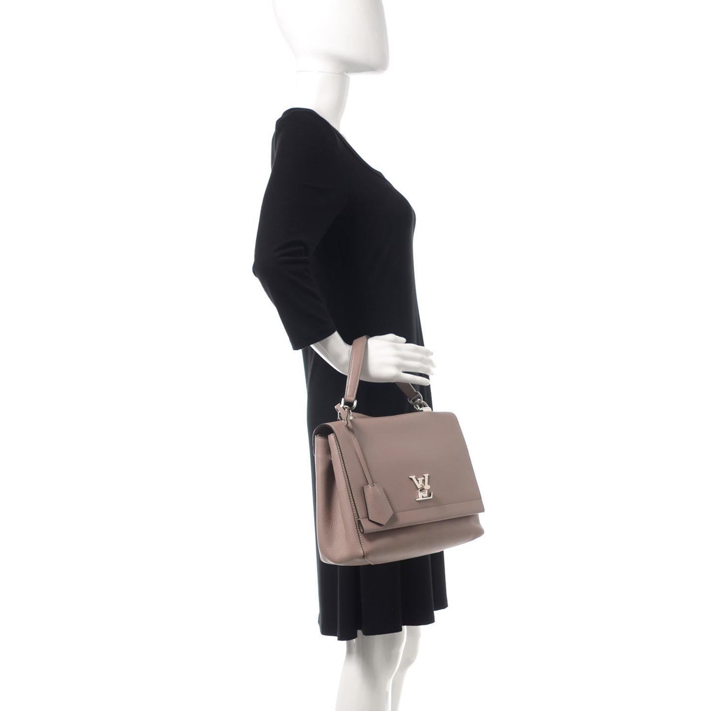 Soft Calfskin LockMe II Top Handle Mastic