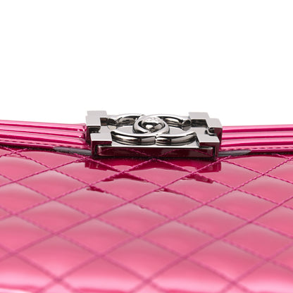 Chanel Metallic Patent Quilted New Medium Boy Flap Fuchsia 11 of 15