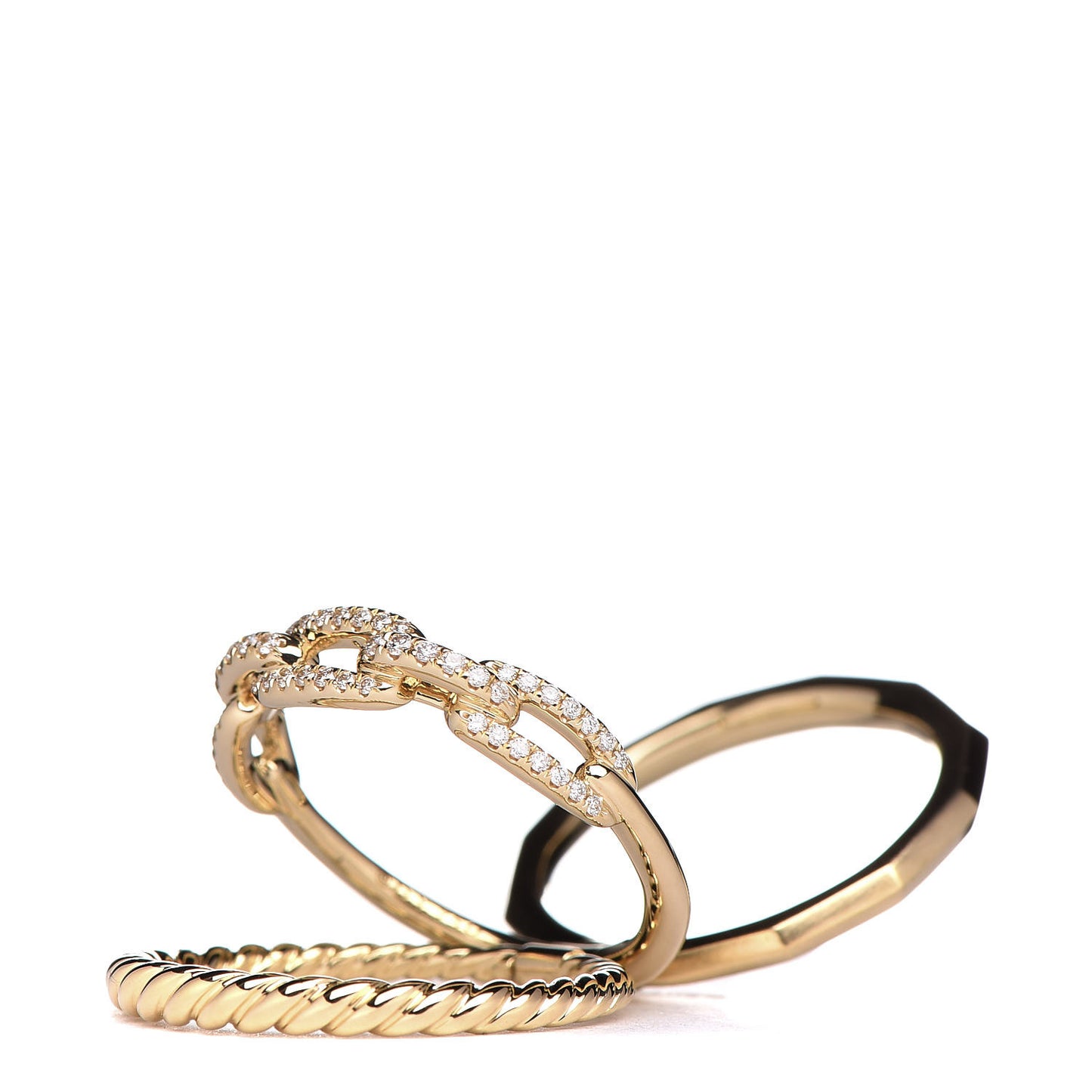 18K Yellow Gold Diamond 9.5mm Stax Three-Row Ring 54 6.75