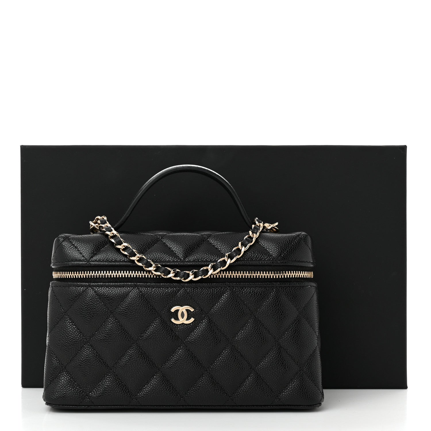 Chanel Caviar Quilted Top Handle Slim Vanity With Chain Black 11 of 11