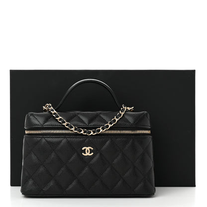 Chanel Caviar Quilted Top Handle Slim Vanity With Chain Black 11 of 11