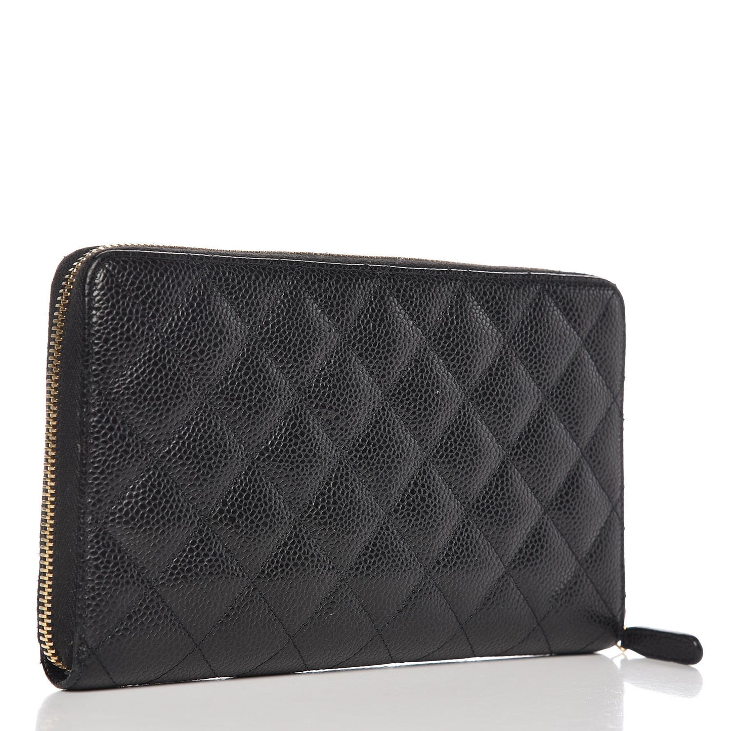 Caviar Quilted Large Zip Around Organizer Wallet Black