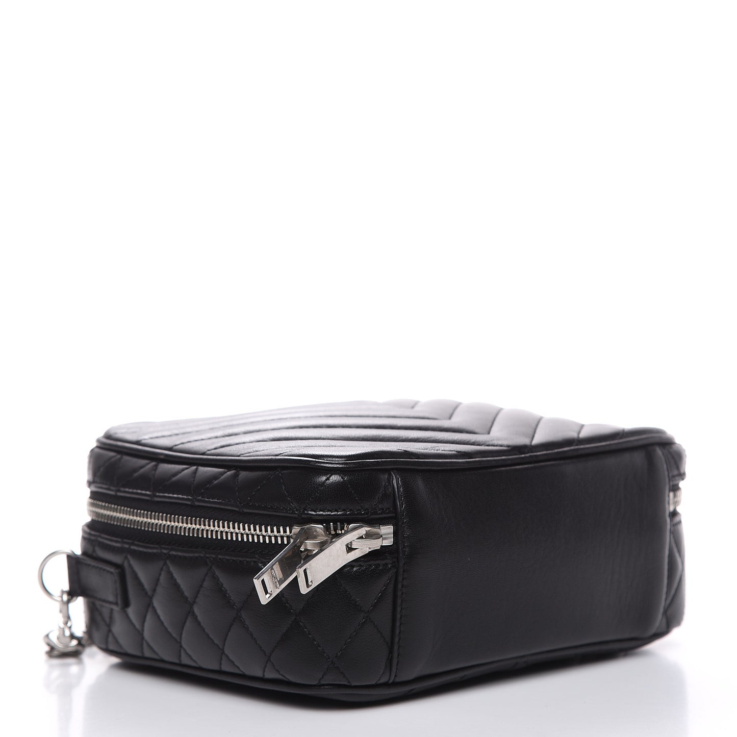 Lambskin Matelasse Chevron Lunchbox Bag Black